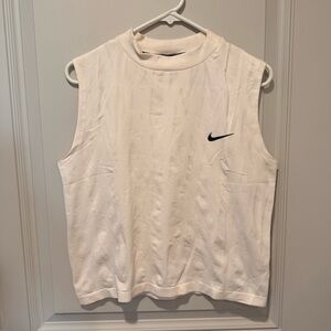 Nike Light Cream Running Tank with Black Swoosh Trim